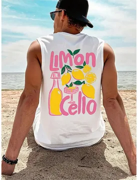 Pieza Camiseta de tirantes de cuello redondo con estampado de limón para hombre, casual de verano - Shein - FashionsVida