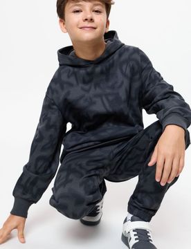 Felpa hoodie con motivo graffiti - grigio scuro