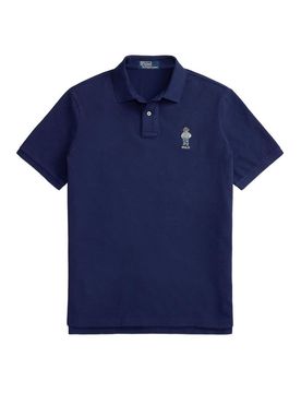 Polo in cotone blu navy con logo