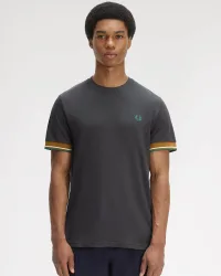 Mens Cuff T-Shirt In Grey Cotton - Size Large