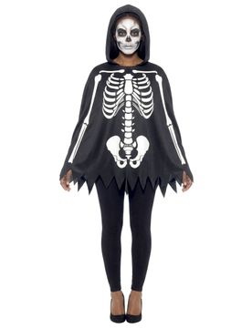 Skelett-Poncho Kostümaccessoire Halloween Día de los Muertos schwarz-weiss