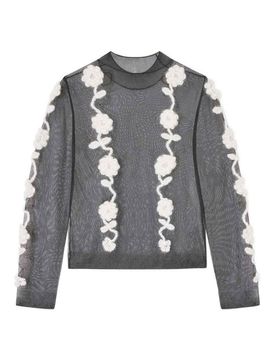 Top a maniche lunghe semi-sheer
