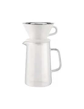 Juego de café de 3 piezas SLOW COFFEE vidrio/blanco/acero inoxidable transparente - Alessi - FashionsVida
