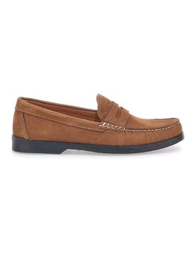 Mocassini Cuoio con Tomaia in Pelle Nabuk Made in Italy 195 43