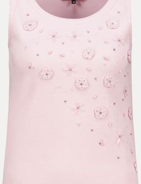 Top mit Blumenstickerei Rosa 40
