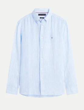 Leinenhemd mit Streifenmuster Blau L - Tommy hilfiger - FashionsVida