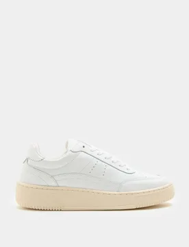 Leather Flatform Trainers White female - M&S - FashionsVida