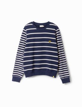 Sudadera rayas imagotipo, Mujer, Algodon, Azul, S