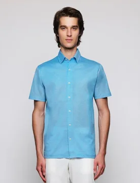 Camisa de punto de hombre manga corta "hilo de escocia" - Mirto - FashionsVida