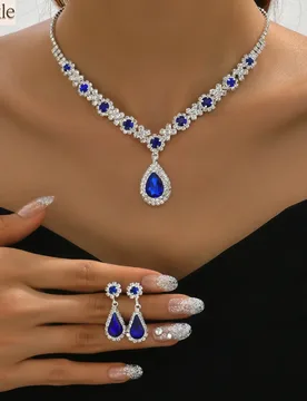Trend Fashion Jewelry Set For Women Girls Elegant Teardrop Necklace & Earrings Banquet Wedding Party Jewelry Accessory - Aliexpress - FashionsVida
