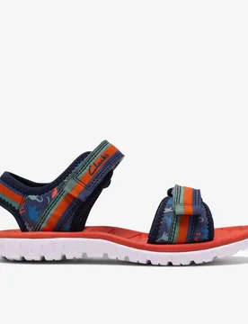Boys Surfing Tide K Navy Print Sandals - Blue - Size 12_wide_k - Clarks - FashionsVida