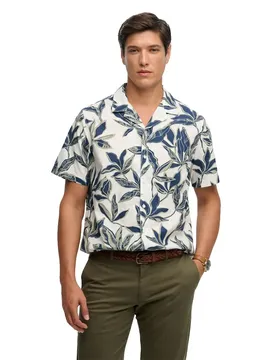 Camicia A Maniche Corte Cabana Poolside Banana Leaf Ecru M
