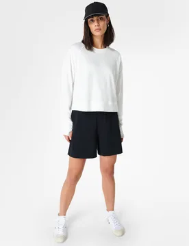 After Class Cotton Blend Relaxed Sweat-shirt White female - Sweaty betty - FashionsVida