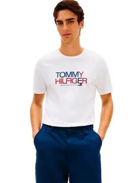 Maglietta A Maniche Corte Brand Love Big Text White L - Tommy hilfiger - FashionsVida