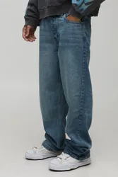Herren Entspannte Rigid-Waschung Jeans Hosen Vintage Blue Größe 36R
