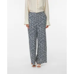 Pantalón palazzo tejido fluido de mujer