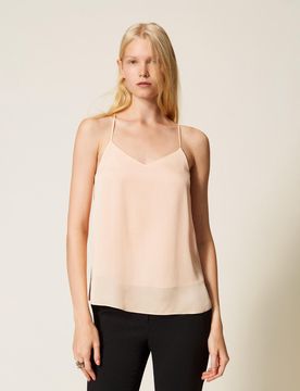 Top en satin avec bretelles spaghetti