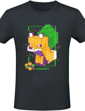 Gaming T-Shirt - Drawn Fox - S bis XXL - Größe XL - schwarz - Unisex - unisex - Minecraft - FashionsVida