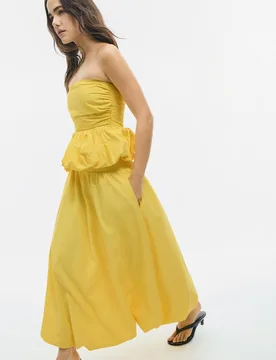 Langer Ballonrock aus Popeline Goldfarben L - Stradivarius - FashionsVida