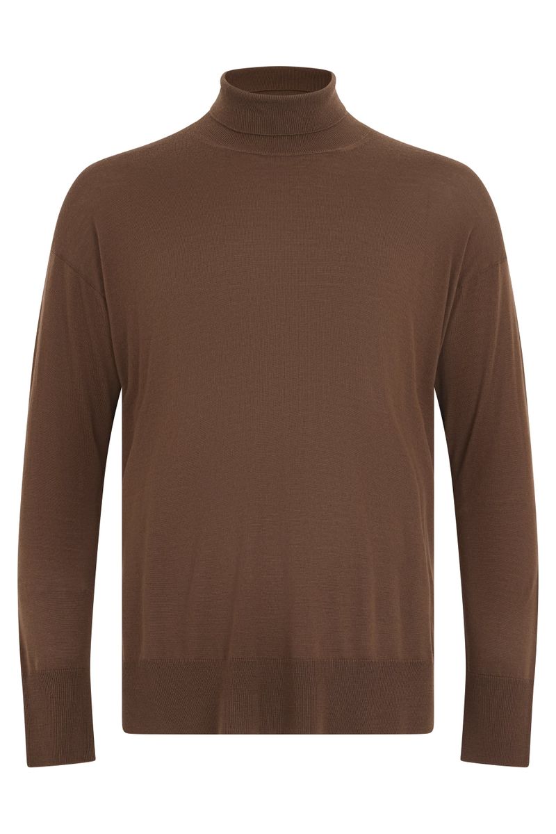 High-Collar Fine Wool Sweater