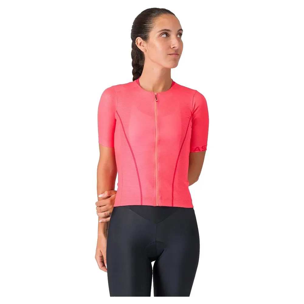 Maglia A Maniche Corte Anima Flow Red Brilliant / Green Hibisc - Castelli - FashionsVida