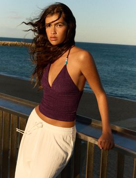 Top Encolure Américaine Rustique Xs Violet