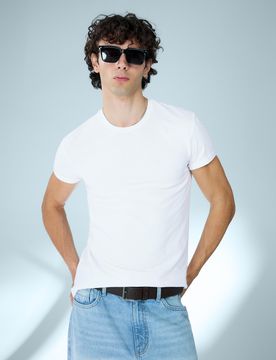 T-Shirt Manches Courtes Retroussées Xl Blanc
