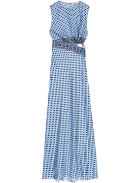 Vestido largo de seda estampado con cortes - Maje - FashionsVida