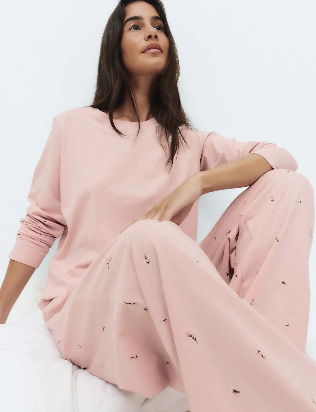 Pure Cotton Printed Pyjama Set Pink Mix female - M&S - FashionsVida