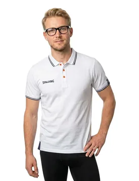 Polo à Manches Courtes Essential White / Navy XS - Spalding - FashionsVida