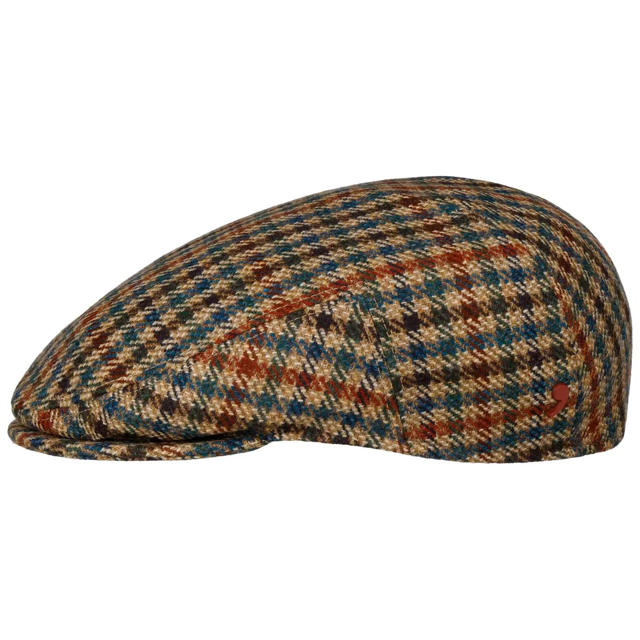 Fine Check Wool Flat Cap by Alfonso D'Este - beige-brown - Size: XL (60-61 cm) - Alfonso D´Este - FashionsVida