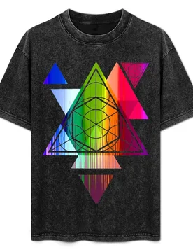 Rainbow Triangles - Sacred Geometry T-Shirt Street Style Casual Tee Shirt - Aliexpress - FashionsVida