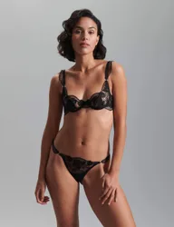 Gabriella Floral Thong Black female