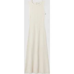 Vestido de punto largo sin mangas con volantes y jacquard