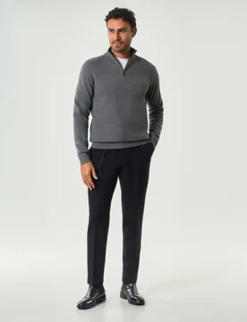Pantalone nero in viscosa stretch con una pinces - MANUEL RITZ - FashionsVida
