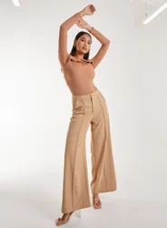 Womens Twist Letterbox Long Sleeve Body - Camel - Size 6 Uk