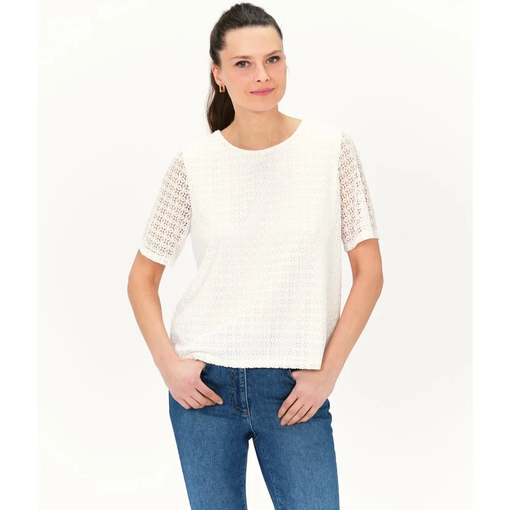 Camiseta de mujer efecto bordado de manga corta - Caroll - FashionsVida