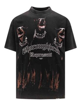 T-shirt in cotone con stampa purosangue