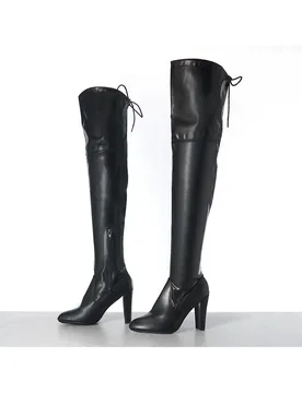Botas elásticas negras de moda para mujer, botas altas elegantes de tacón alto con puntera puntiaguda, cremallera lateral y unicolor, versátiles y - Shein - FashionsVida
