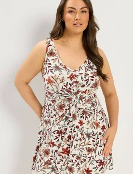 Women's Knot Front Vest Top in White Size: 26-28 - White - Size: 26-28 - Yours - FashionsVida