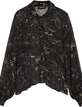 Blusa de mujer floral transparente - Desigual - FashionsVida