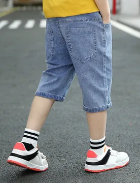 Nuevo pantalón de mezclilla recortado de estilo coreano para niños preadolescentes , de verano 2024, ideal para niños preadolescentes - Shein - FashionsVida