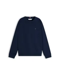 Felpa blu in puro cotone con mini bandiera logo