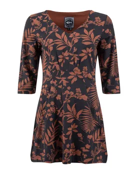 Weird Fish Arielle Printed Jersey 3/4 Sleeve Tunic Size 18 - sale all-sale sale womens women women all-womens women dresses women tshirts-and-tops wom - Bitter Chocolate - FashionsVida