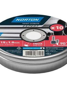 Pack de 10 Discos de Corte para Acero E Inox 115 mm - NORTON EXPERT - FashionsVida
