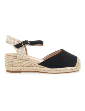 Sandali espadrillas da donna nere con zeppa in corda BL1 40 - PITTARELLO SUN - FashionsVida