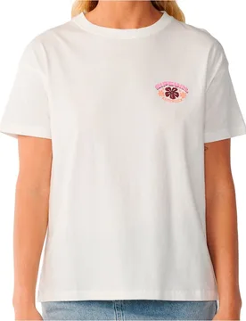 Party wave art tee relaxed camiseta manga corta mujer Blanco (L) - Rip curl - FashionsVida