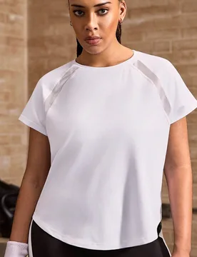 Camiseta de manga corta de unicolor para mujer de talla grande - Shein - FashionsVida