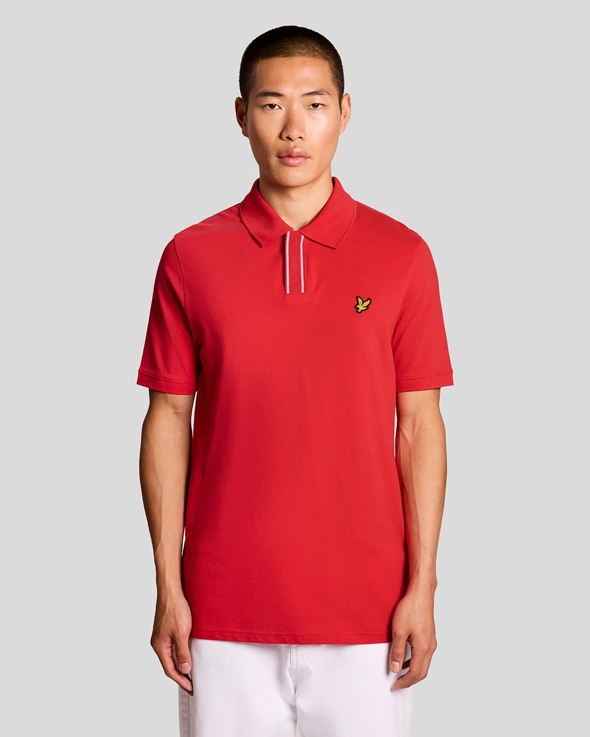 Men's Placket Tipped Polo Shirt in Red - Lyle & Scott - FashionsVida
