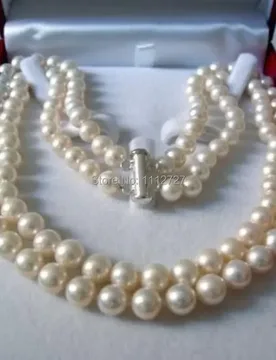Charming 2 Rows 7-8 8-9MM white akoya saltwater shell pearl necklace Beads Jewelry Natural Stone 17-18"AAA BV340 Wholesale Price - Aliexpress - FashionsVida